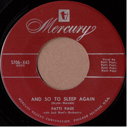 Patti Page / Jack Rael And His Orchestra And So To Sleep Again / One Sweet Letter USED VINYL 7INCH 45 RPM SINGLE