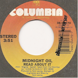 Midnight Oil Read About It Vinyl 7" USED