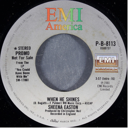 Sheena Easton When He Shines Vinyl 7" USED