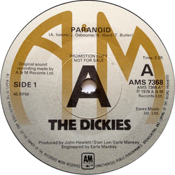 The Dickies Paranoid / I'm OK, You're OK Vinyl 7" USED