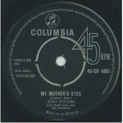 Ricky Stevens / Geoff Love & His Orchestra My Mother's Eyes Vinyl 7" USED