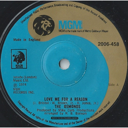 The Osmonds Love Me For A Reason Vinyl 7" USED