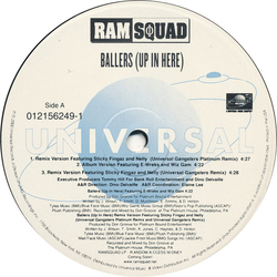 Ram Squad Ballers (Up In Here) Remixes Vinyl 12" USED