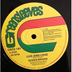 Dennis Brown Live And Love Vinyl 12" USED