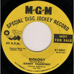 Danny Valentino Biology / A Million Tears Vinyl 7" USED