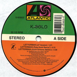 K-Solo Letterman Vinyl 12" USED