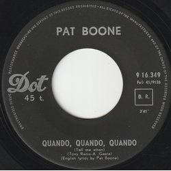 Pat Boone Quando, Quando, Quando Vinyl 7" USED