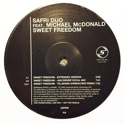 Safri Duo / Michael McDonald Sweet Freedom VINYL 12" USED