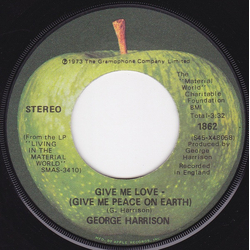 George Harrison Give Me Love (Give Me Peace On Earth) Vinyl 7" USED
