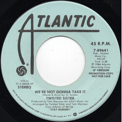 Twisted Sister We're Not Gonna Take It Vinyl 7" USED