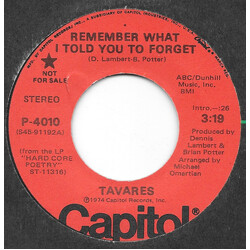 Tavares Remember What I Told You To Forget Vinyl 7" USED