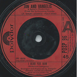 Jon & Vangelis I Hear You Now Vinyl 7" USED