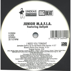Junior M.A.F.I.A. / Aaliyah I Need You Tonight Vinyl 12" USED