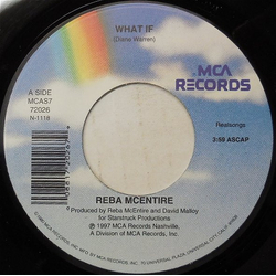 Reba McEntire What If Vinyl 7" USED