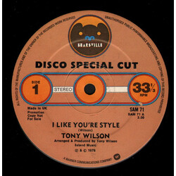 Tony Wilson (3) I Like Your Style / Anything That Keeps You Satisfied Vinyl 12" USED