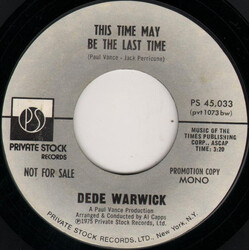 Dee Dee Warwick This Time May Be The Last Time Vinyl 7" USED