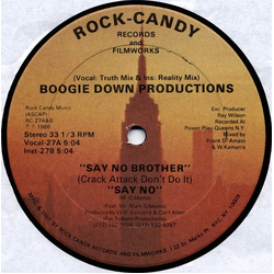 Boogie Down Productions Say No Brother (Crack Attack Don't Do It) Vinyl 12" USED
