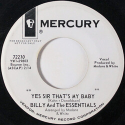 Billy & The Essentials Yes Sir That's My Baby / The Last Dance Vinyl 7" USED