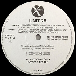 Unit 28 I Want My Freedom Vinyl 12" USED