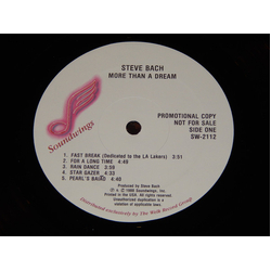 Steve Bach More Than A Dream Vinyl LP USED