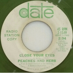 Peaches & Herb Close Your Eyes Vinyl 7" USED