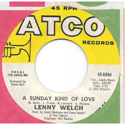 Lenny Welch A Sunday Kind Of Love Vinyl 7" USED