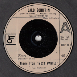 Lalo Schifrin Theme From "Most Wanted" Vinyl 7" USED