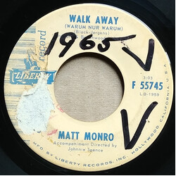 Matt Monro Walk Away (Warum Nur Warum) Vinyl 7" USED