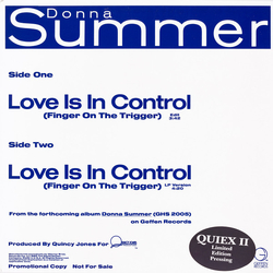 Donna Summer Love Is In Control (Finger On The Trigger) Vinyl 12" USED