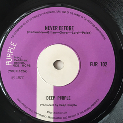Deep Purple Never Before Vinyl 7" USED