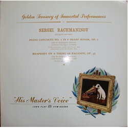 Sergei Vasilyevich Rachmaninoff Golden Treasury Of Immortal Performances: Sergei Rachmaninov Playing His Own Music Piano Concerto No. 1 Vinyl LP USED