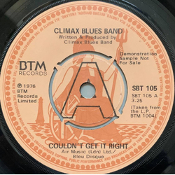 Climax Blues Band Couldn't Get It Right Vinyl 7" USED