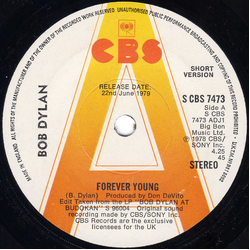 Bob Dylan Forever Young Vinyl 7" USED