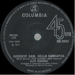 Cliff Richard Goodbye Sam, Hello Samantha Vinyl 7" USED