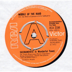Middle Of The Road Sacramento (A Wonderful Town) Vinyl 7" USED