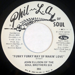 John Ellison / Soul Brothers Six Funky Funky Way Of Makin Love / Let Me Be The One Vinyl 7" USED