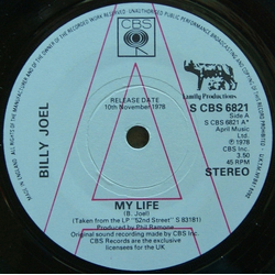 Billy Joel My Life Vinyl 7" USED