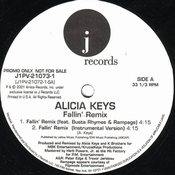 Alicia Keys Fallin' (Remix) Vinyl 12" USED