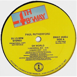 Paul Rutherford Oh World USED VINYL 12INCH 33 S RPM PROMO STEREO