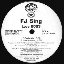 FJ Sing Love 2003 USED VINYL 12INCH 33 S RPM PROMO