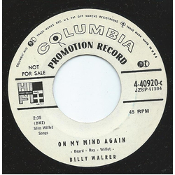 Billy Walker On My Mind Again Vinyl 7" USED