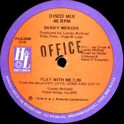 Sandy Mercer Play With Me / You Are My Love Vinyl 12" USED