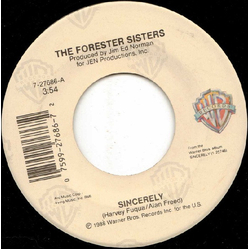 The Forester Sisters Sincerely Vinyl 7" USED