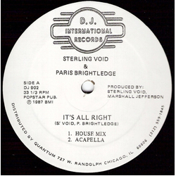 Sterling Void / Paris Brightledge It's All Right Vinyl 12" USED