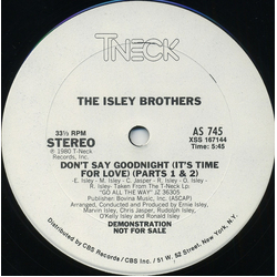 The Isley Brothers Don't Say Goodnight (It's Time For Love) (Parts 1 & 2) Vinyl 12" USED