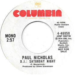 Paul Nicholas D.J.: Saturday Night Vinyl 7" USED