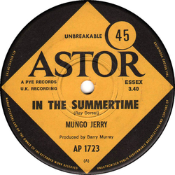 Mungo Jerry In The Summertime Vinyl 7" USED