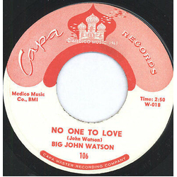 Big John Watson No One To Love / Everybody's Twist 'N' Vinyl 7" USED