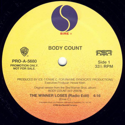 Body Count (2) / Ice-T The Winner Loses / Fly By Vinyl 12" USED