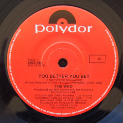 The Who You Better You Bet Vinyl 7" USED